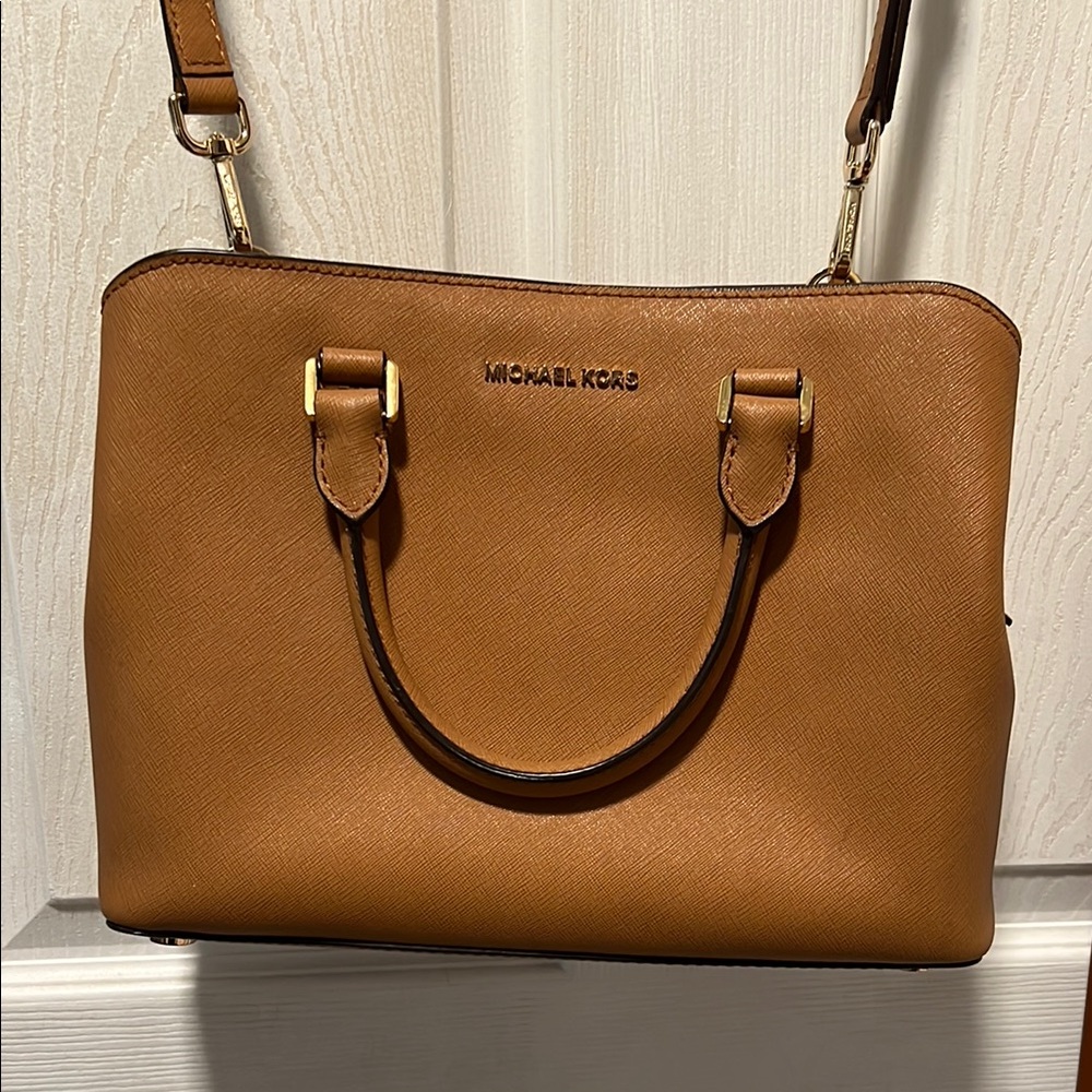 Michael Kors Tan Satchel Bag with Gold Hardware